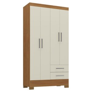 Guarda-roupa Solteiro 4 Portas 2 Gavetas Imperatriz Cinamomo/off White - Rodial