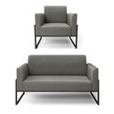 Ver imagem 1 de Sofá Namoradeira com Poltrona Base Industrial Alta Preto Marisa Suede D03 - D’Rossi Grafite