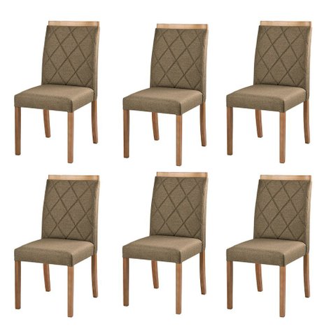 Kit 6 Cadeiras Decorativas Sala de Jantar Luxo Anita Facto Fendi - Mozzelar