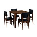 Ver imagem 1 de Conjunto de Mesa com 4 Cadeiras 4 Lugares Tampo em MDF Estofado em Courino Castanho Escuro Preto
