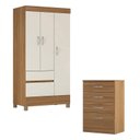 Ver imagem 1 de Cômoda Astral e Guarda Roupa Solteiro Wind Amêndola Off White - Demóbile