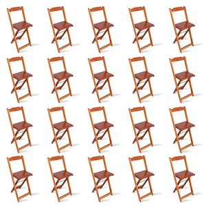 Kit 20 Cadeiras Bistrô Dobrável Madeira Padrão Imbuia - Cor: Marrom