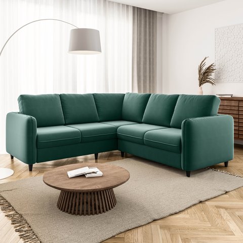 Sofá de Canto Orquídea 5 Lugares em Veludo CabeCasa MadeiraOriginals