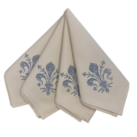 Jogo De Guardanapo Flor De Lis Em Algodão - 4 Unidades
