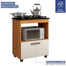 Balcão para Cooktop 4 Bocas 1 Porta Basculante Salvia Kaiki Móveis - 6
