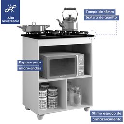 Balcão para Cooktop 4 Bocas 1 Porta Basculante Salvia Kaiki Móveis - 5