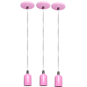 Kit 03 Pendente Moderno Modelo Clean Rosa Todos Ambientes