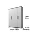 Ver imagem 2 de Guarda Roupa 4 Portas 3 Gavetas sem Pés Colibri Plus - D' Doro Castanho/Off White