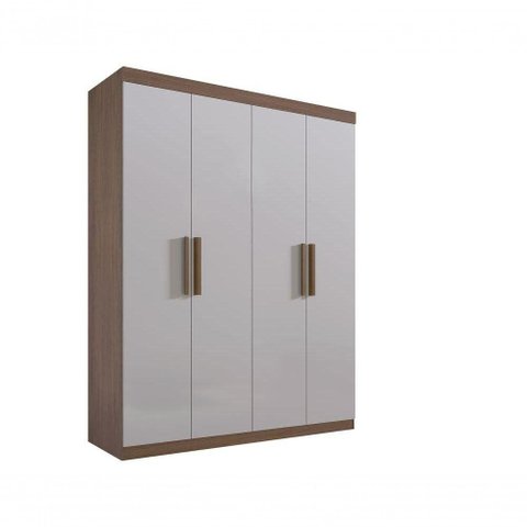 Guarda Roupa 4 Portas 3 Gavetas sem Pés Colibri Plus - D' Doro Castanho/Off White