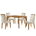 Ver imagem 2 de Mesa Liz 120 MDF com 4 Cadeiras Athenas Veludo Creme/Naturalle/Naturalle