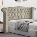 Ver imagem 2 de Cabeceira Cama Box Casal King Size Adelle 195cm Com Frame Suede Bege - Desk Design