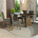 Ver imagem 1 de Conjunto Sala de Jantar Mesa Tampo de Madeira 4 Cadeiras Rustic-preto-silver Ruby Madesa