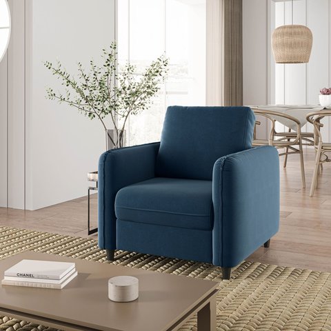 Poltrona em Veludo Orquídea CabeCasa MadeiraOriginals Azul