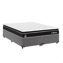 Ver imagem 1 de Cama Box Base Queen Cinza + Colchão Life D33 Pillow Top Preto 61x158x198cm - e-Shop Casa