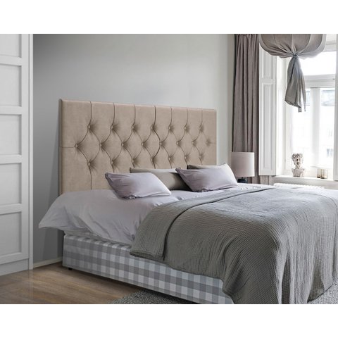 Cabeceira Painel Cama Casal 1,40 Capitonê Box Estofada - Bege Suede