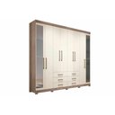 Ver imagem 2 de Guarda Roupa 8 Portas (2 C/ Espelho) e 6 Gavetas C/ Pés Master 8.6 Jatobá/areia - Santos Andirá
