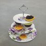 Prato Suporte Porta Doces Cup Cakes Bolos Petisco Salgados Buffet 3 Andares de Porcelana - 4