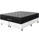 Ver imagem 1 de Cama Box Branca + Colchão King Size Santa Cruz Preto Molas Ensacadas Euro Pillow 193x203x72cm