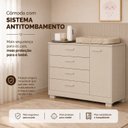 Ver imagem 6 de Cômoda Sapateira Zaki para Quarto de Bebê | 100% MDF 1 Porta e 4 Gavetas Areia Fosco