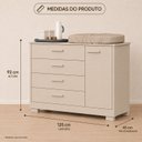 Ver imagem 3 de Cômoda Sapateira Zaki para Quarto de Bebê | 100% MDF 1 Porta e 4 Gavetas Areia Fosco