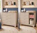 Ver imagem 7 de Cômoda Sapateira Zaki para Quarto de Bebê | 100% MDF 1 Porta e 4 Gavetas Areia Fosco