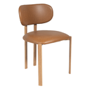 Ver imagem 1 de Cadeira Pequim em Courissimo Caramelo com Base em Metal Efeito Madeira