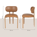 Ver imagem 3 de Cadeira Pequim em Courissimo Caramelo com Base em Metal Efeito Madeira