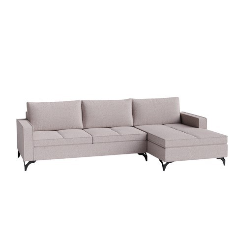 Sofá 3 Lugares Living Fixo Viena com Chaise 2,40m em Bouclé:champagne