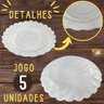 Conjunto de Pratos de Vidro para Sobremesas Luxo 5 Unidade para Festas - 2