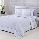 Ver imagem 1 de Kit Edredom 100% Algodão Percal 150 Fios Dupla King + Jogo de Cama Gran Moratta 7 Peças Branco-