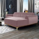 Ver imagem 2 de Sofá 3 Lugares Lisboa D07 com Chaise Direita 230cm Veludo Rosa - D’Rossi