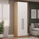 Ver imagem 1 de Guarda Roupa Modulado 80 Cm 2 Portas C/ 2 Cabideiros 100%mdf Cor:savana com Branco