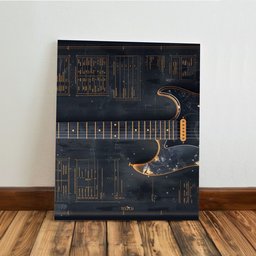 Kit 3 Quadro Decorativo Rock Guitarra Dourada Violão Música 40x28cm - 5