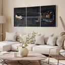 Ver imagem 3 de Kit 3 Quadro Decorativo Rock Guitarra Dourada Violão Música 40x28cm