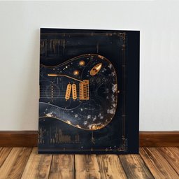 Kit 3 Quadro Decorativo Rock Guitarra Dourada Violão Música 40x28cm - 6