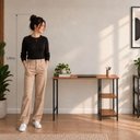 Ver imagem 7 de Mesa Escrivaninha Retangular Bela Industrial MDF e Aço Carbono 110cm Preto e Imbuia