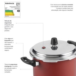 Panela de Pressão Fast Antiaderente 3l Cereja Nacional - 2