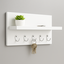 Ver imagem 2 de Porta Chaves Mdf Branco Parede 5 Ganchos Decoração Entrada
