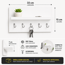 Ver imagem 1 de Porta Chaves MDF Branco Parede 5 Ganchos Decoração Entrada