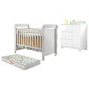 Ver imagem 1 de Berço Americano Mirelle e Cômoda Infantil Duda Branco Brilho com Colchão Gazin – Phoenix Baby