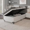 Ver imagem 5 de Cama Box Baú Solteiro - 44x88x188cm - Couro Branco