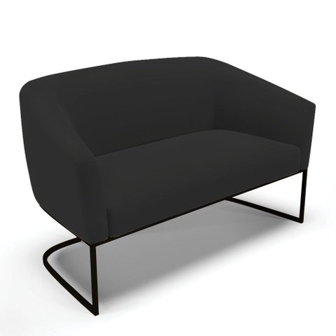 Sofá 2 Lugares Namoradeira Industrial Preto Stella Veludo D03 - D’Rossi