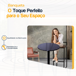 Kit 2 Banqueta Quadrada Preta para Balcão Ilha Cozinha Gourmet Bancada Piscina Bares Àrea de Lazer - 3