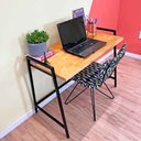 Ver imagem 2 de Mesa para Escritório de Ferro e Madeira Industrial Steel 100cm Nozes e Preto