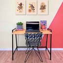 Ver imagem 1 de Mesa para Escritório de Ferro e Madeira Industrial Steel 100cm Nozes e Preto