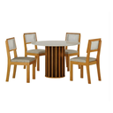 Ver imagem 2 de Mesa Redonda Mdf com Vidro 1,08m 4 Cadeiras Flora Leifer