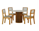 Ver imagem 2 de Mesa Redonda Mdf com Vidro 1,08m 4 Cadeiras Flora Leifer