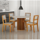 Ver imagem 1 de Mesa Redonda Mdf com Vidro 1,08m 4 Cadeiras Flora Leifer