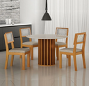 Ver imagem 1 de Mesa Redonda Mdf com Vidro 1,08m 4 Cadeiras Flora Leifer