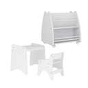 Ver imagem 2 de Conjunto Infantil 3 Pecas 1 Mesa 1 Cadeira com Regulagem 1 Biblioteca Porta Livros Branco